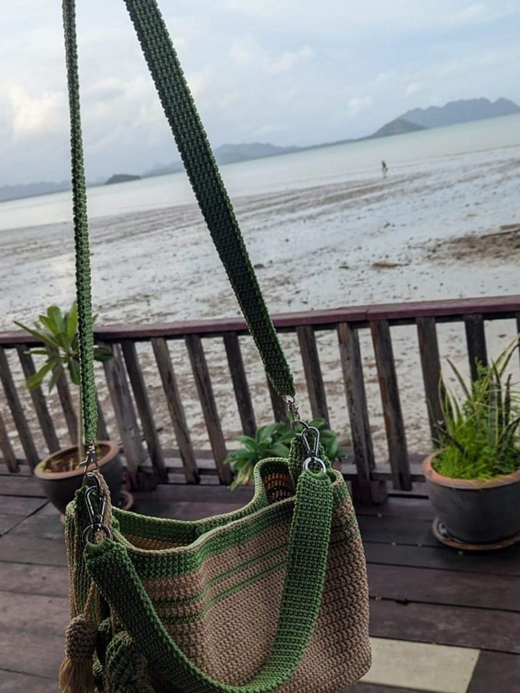 The Lanta, Striped Crossbody, Olive & Khaki