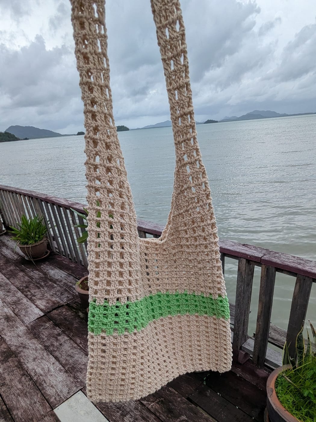 The Long Beach, Open-Net Beach Sling, Palm Stripe