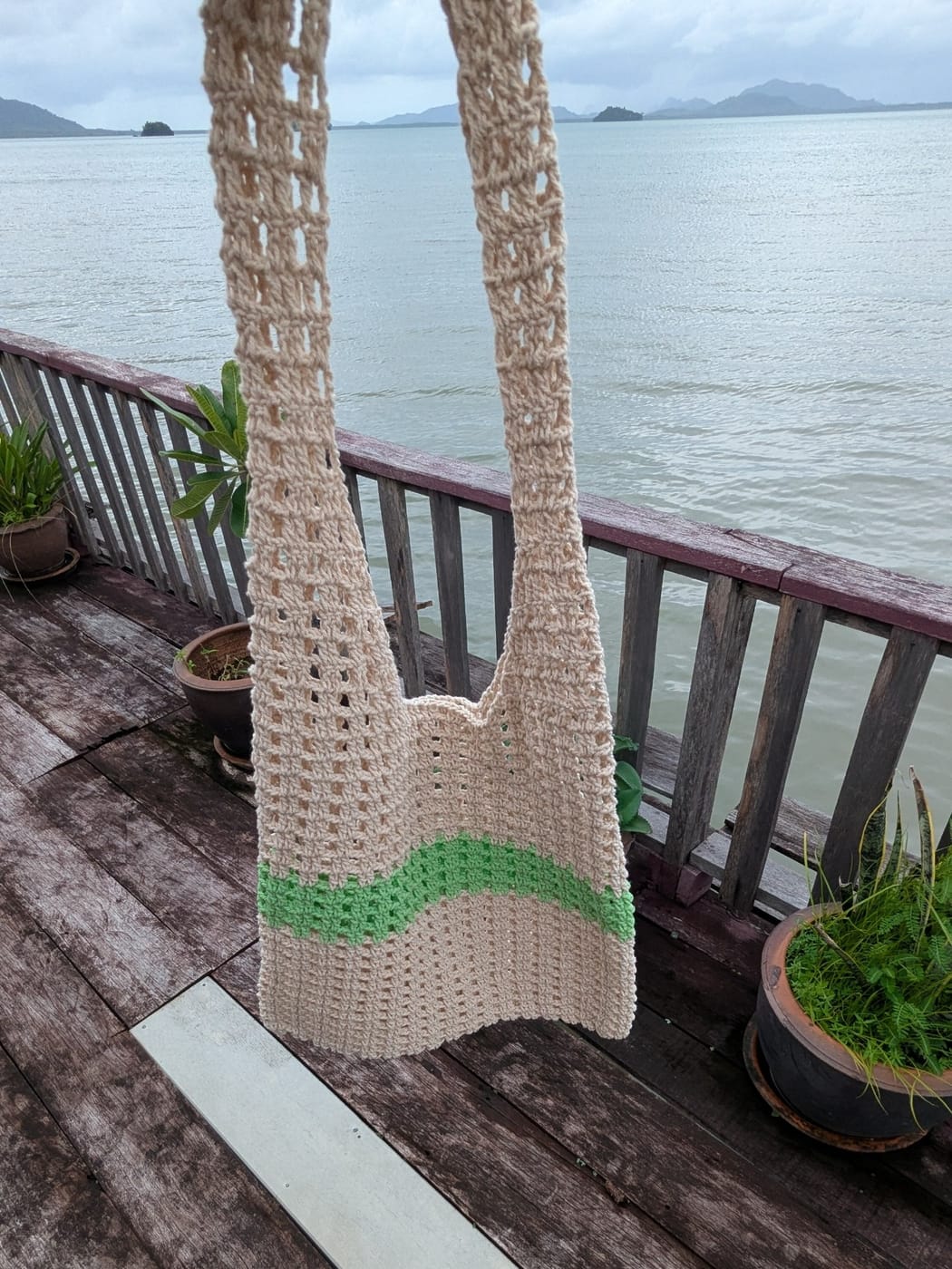 The Long Beach, Open-Net Beach Sling, Palm Stripe